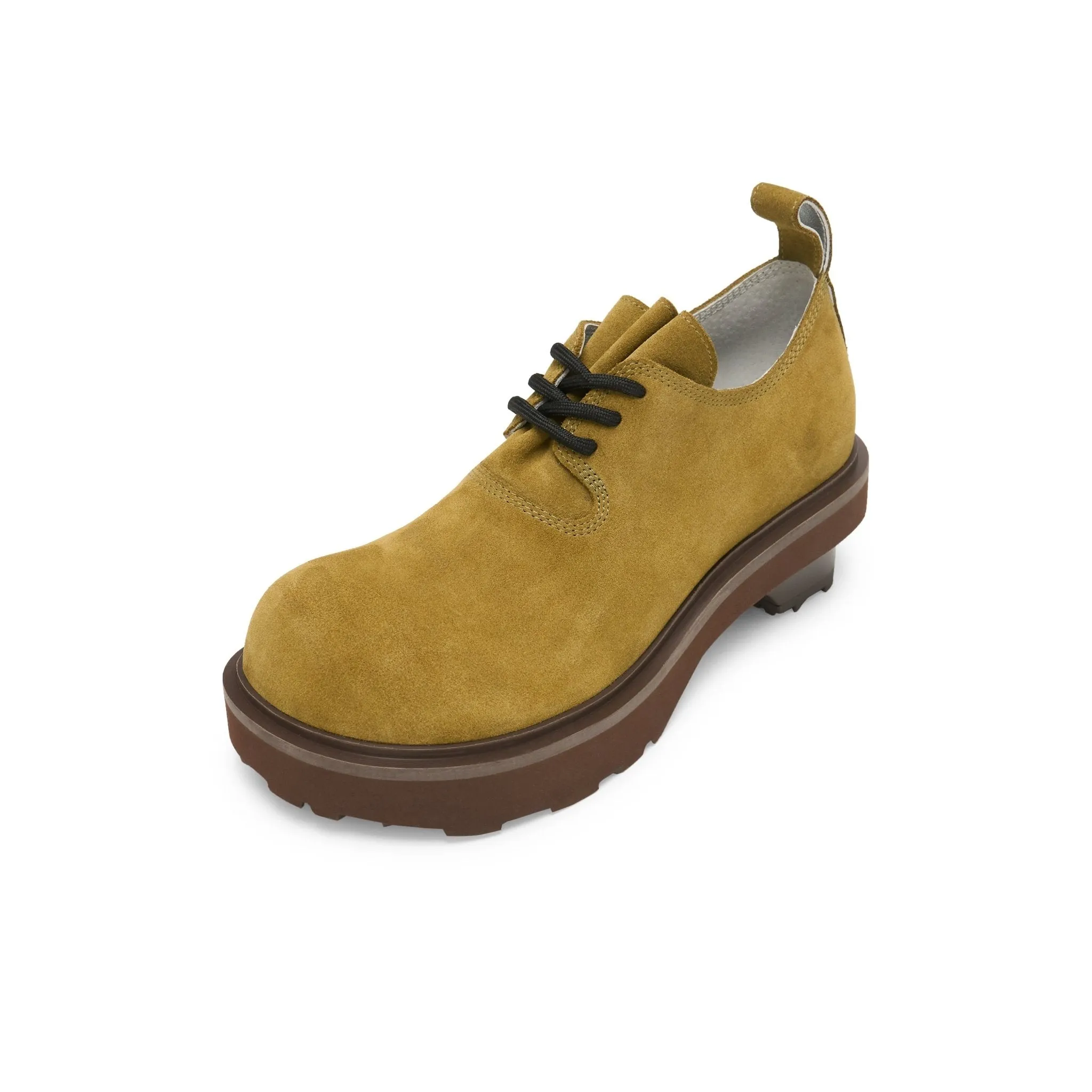 Round Toe Building Blocks With Platform Derbies In Green