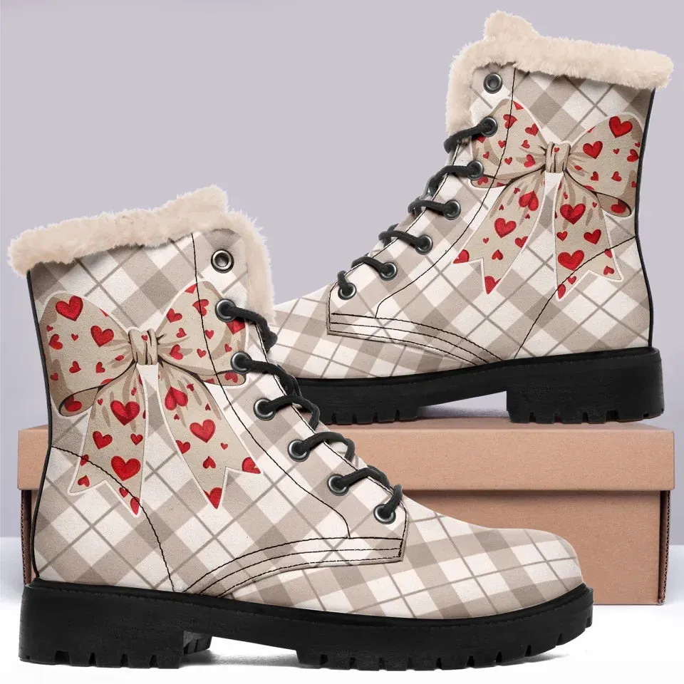 Unique Gift,Personalized Heartbeat Boots, Custom Romantic Winter Boots, Warm Fur Unisex Boots for Valentine's Day