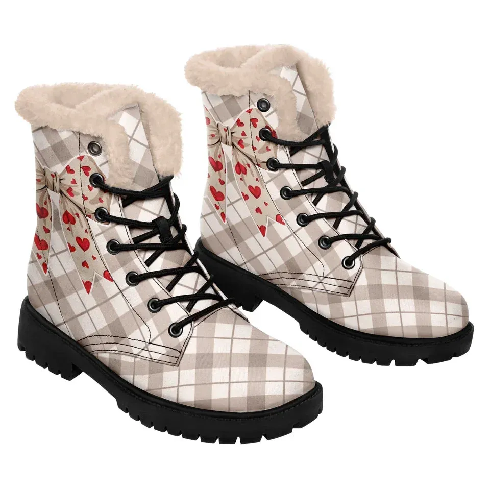Unique Gift,Personalized Heartbeat Boots, Custom Romantic Winter Boots, Warm Fur Unisex Boots for Valentine's Day
