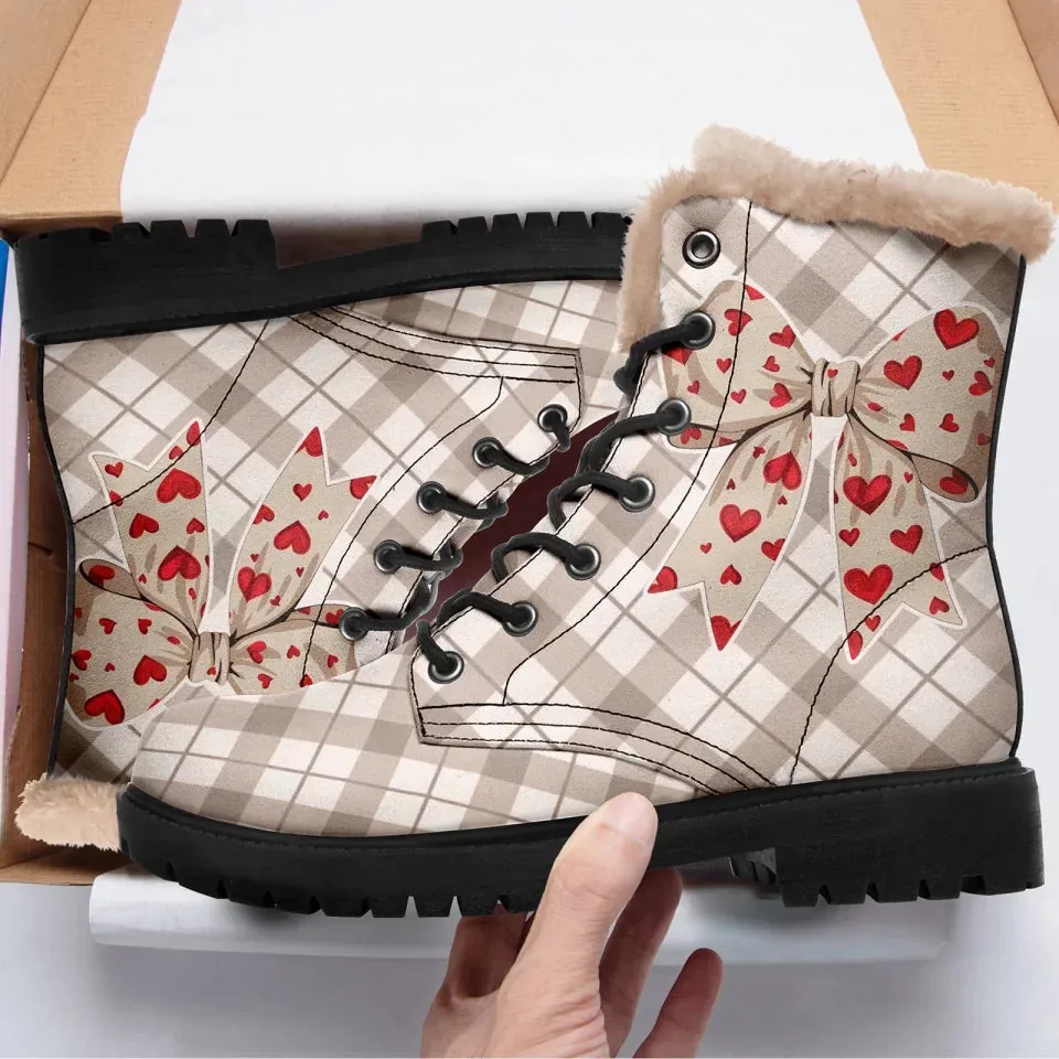 Unique Gift,Personalized Heartbeat Boots, Custom Romantic Winter Boots, Warm Fur Unisex Boots for Valentine's Day