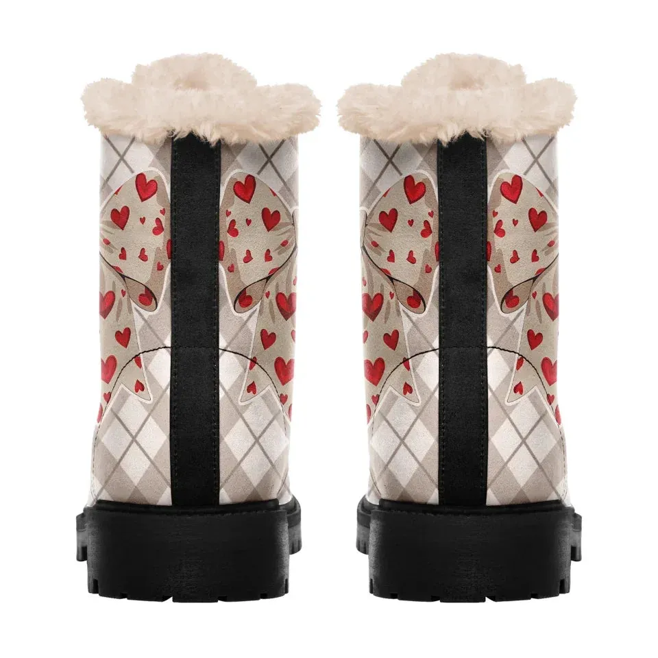 Unique Gift,Personalized Heartbeat Boots, Custom Romantic Winter Boots, Warm Fur Unisex Boots for Valentine's Day
