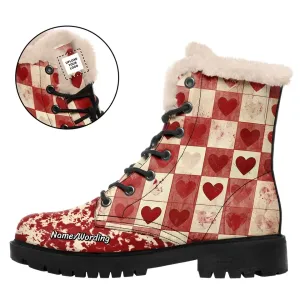 Unique Gift,Personalized Heartbeat Boots, Custom Romantic Winter Boots, Warm Fur Unisex Boots for Valentine's Day